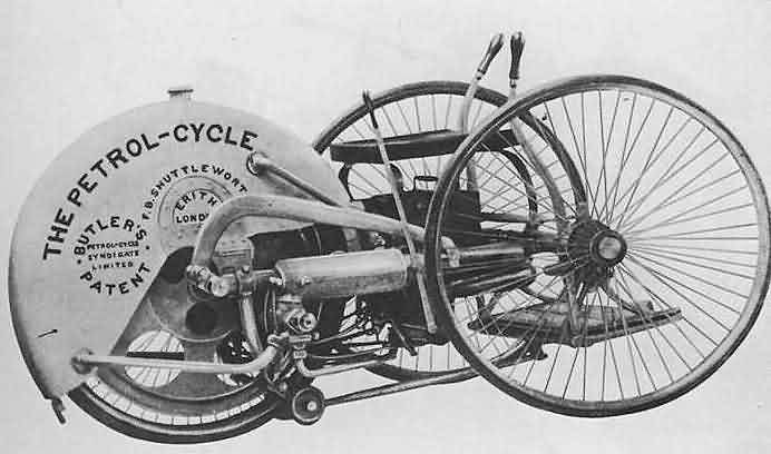 Один из первых в мире мотоциклов - Butler Petrol Cycle 1884 года