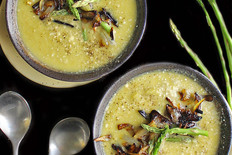 Спаржевый крем-суп с креветками, быстрый рецепт