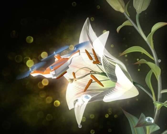 Крошечные беспилотники для опыления растений Крошечные беспилотники для опыления растений