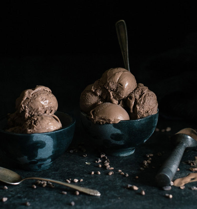 Нежное веганское шоколадное мороженое с грецкими орехами 