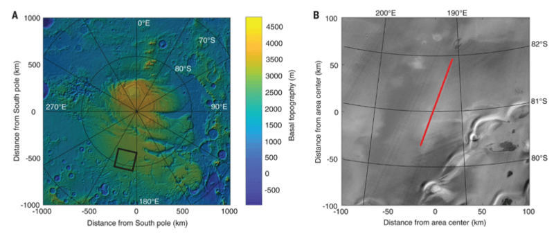 Астрофизики нашли жидкую воду под полярным льдом Марса