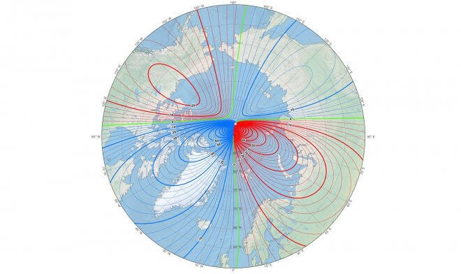 Северный магнитный полюс Земли стремительно смещается в Сибирь