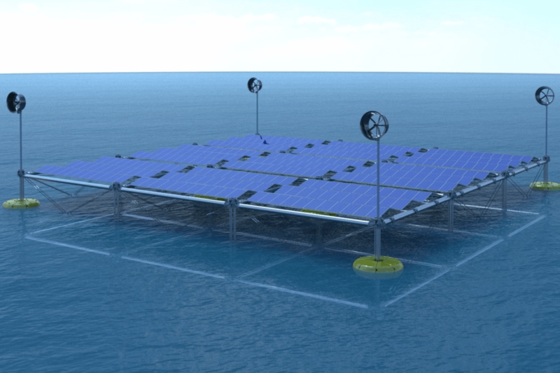 Плавающая океанская платформа собирает энергию ветра, солнца и волн