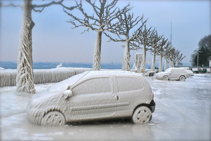 Как зима превращает автомобили в искусство